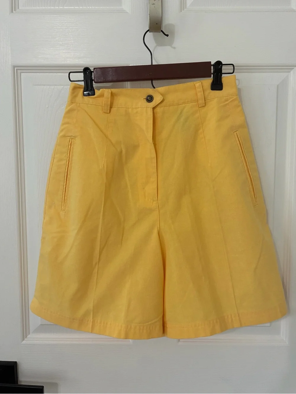 Karen Scott Yellow Tailored High-Waist Bermuda Shorts
